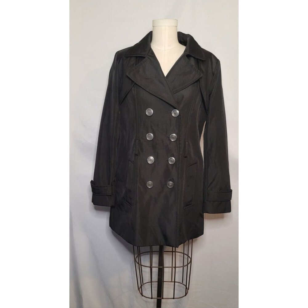 Metaphor Trench Coat Women's Medium Black Button Pockets Lined
